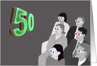 Invitation to a 50th Birthday Party, Retro 3D card