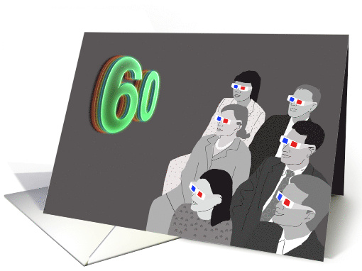 Retro Belated 60th Birthday, 3D Movie Audience card (1478914)