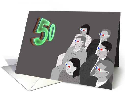 Retro Belated 50th Birthday, 3D Movie Audience card (1479012)