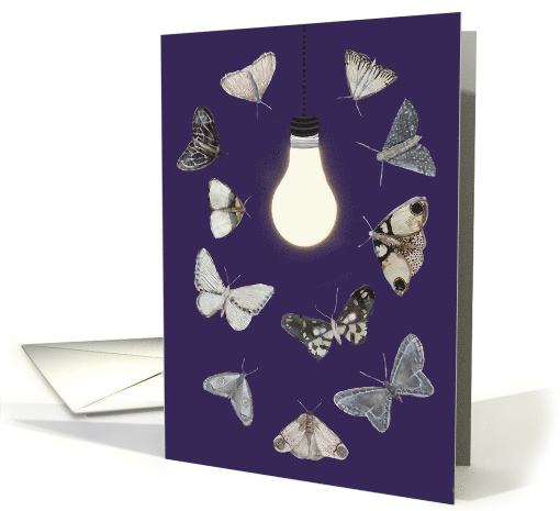 Moths to a Lightbulb Blank Note card (1555780)