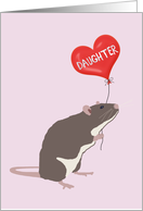 Rat with Heart Balloon Valentine for Daughter card