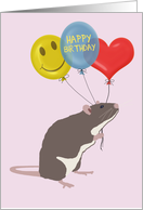 Rat with Balloons Birthday on Valentine’s Day card