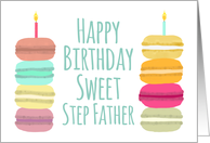 Macarons with Candles Happy Birthday Step Father card