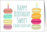 Church Secretary Macarons with Candles Happy Birthday card