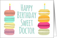 Doctor Macarons with Candles Happy Birthday card