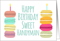 Handyman Macarons with Candles Happy Birthday card