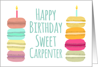 Carpenter Macarons with Candles Happy Birthday card