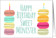 Minister Macarons with Candles Happy Birthday card