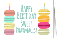 Pharmacist Macarons with Candles Happy Birthday card