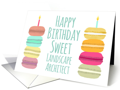 Landscape Architect Macarons with Candles Happy Birthday card