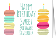 Software Developer Macarons with Candles Happy Birthday card