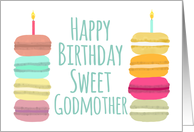 Godmother Macarons with Candles Happy Birthday card