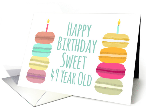 49 Years Old Macarons with Candles Happy Birthday card (1635346)
