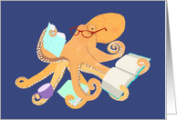 Reading Octopus Birthday card