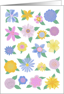 Colorful Drawn Flowers Blank Note card