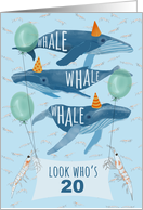 Funny Whale Pun 20th Birthday card