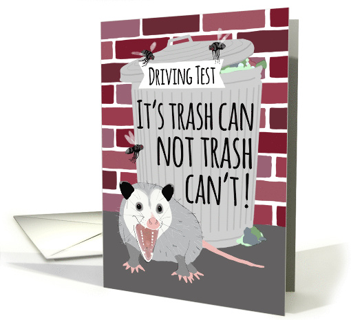 Funny Opossum Good Luck on Your Driving Test card (1688616)