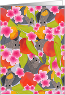 Bats in a Peach Tree Hello card