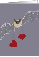 Bat Carrying Hearts Valentine’s Day card