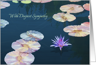Sympathy card with water lily pond and lotus card