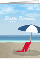 Happy birthday, ocean and sandy beach card