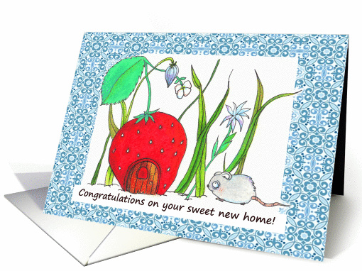Field mouse and sweet strawberry house card (981921)