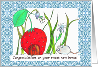 Field mouse and sweet strawberry house card