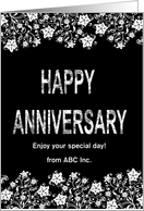 Black and White Happy Anniversary Business Card