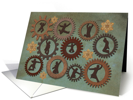 Ten Lords a Leaping, Twelve days of christmas steampunk card (995443)