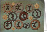 Ten Lords a Leaping, Twelve days of christmas steampunk card