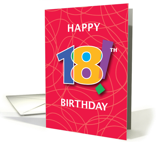 18th Birthday, Bright Bold Numbers with String Background card