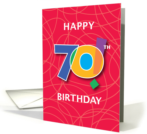 70th Birthday, Bright Bold Numbers with String Background card