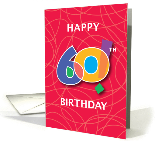 60th Birthday, Bright Bold Numbers with String Background card