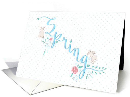 Happy Spring (Cute Hoppy Bunnies and Blooming Flowers) card (1366748)