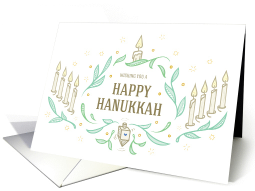 Menorah and Dreidel - Happy Hanukkah Wishes card (1456968)