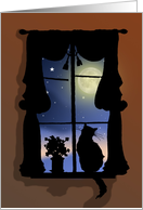 Cat in Window Pet Sympathy Vintage Silhouette card