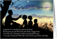Single Dad Mr. Mom 2 Boys 1 Girl Silhouette Evening Sky Father’s Day card
