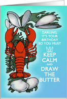 Lobster and Clams Keep Calm Sea Blue and Red Sweetheart Birthday card