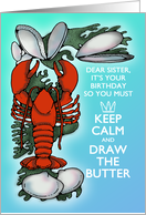 Lobster and Clams Keep Calm Sea Blue and Red Sister Birthday card