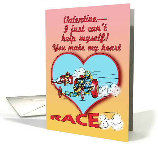 Humorous Retro Race Car Valentine card (1356482)