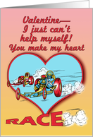 Humorous Retro Race Car Valentine card