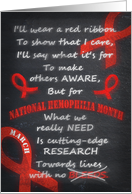 National Hemophilia Awareness Month March Red Ribbon Chalkboard card