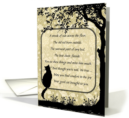 Male Kitty Cat Pet Sympathy Card Vintage Silhouette card (990221)