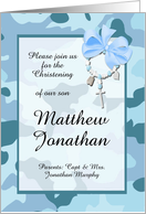 Military Customizable Baptism/Christening Invitation - Blue Camo card
