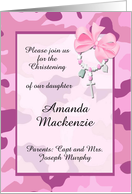 Military Customizable Baptism/Christening Invitation - Pink Camo card