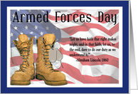 Armed Forces Day - American Flag, Boots, Dog Tags, Lincoln Quote card