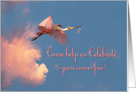 5 years cancer free invitation. card