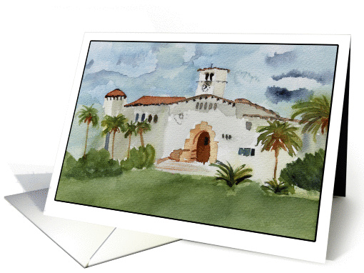 Santa Barbara Court House -Watercolor card (990899)