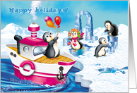 penguins in Antarctica. Happy Christmas! card