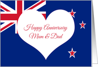 Happy Anniversary for New Zealand Mum and Dad card